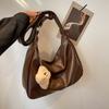 Trendy Slouchy Shoulder Bag for Women PU Leather Large Capacity Underarm Bag Retro Ladies Hobo Tote Bag