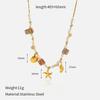 European and American ocean-style shell star pendant, titanium steel necklace and bracelet set, fashionable stainless steel jewelry, ocean series