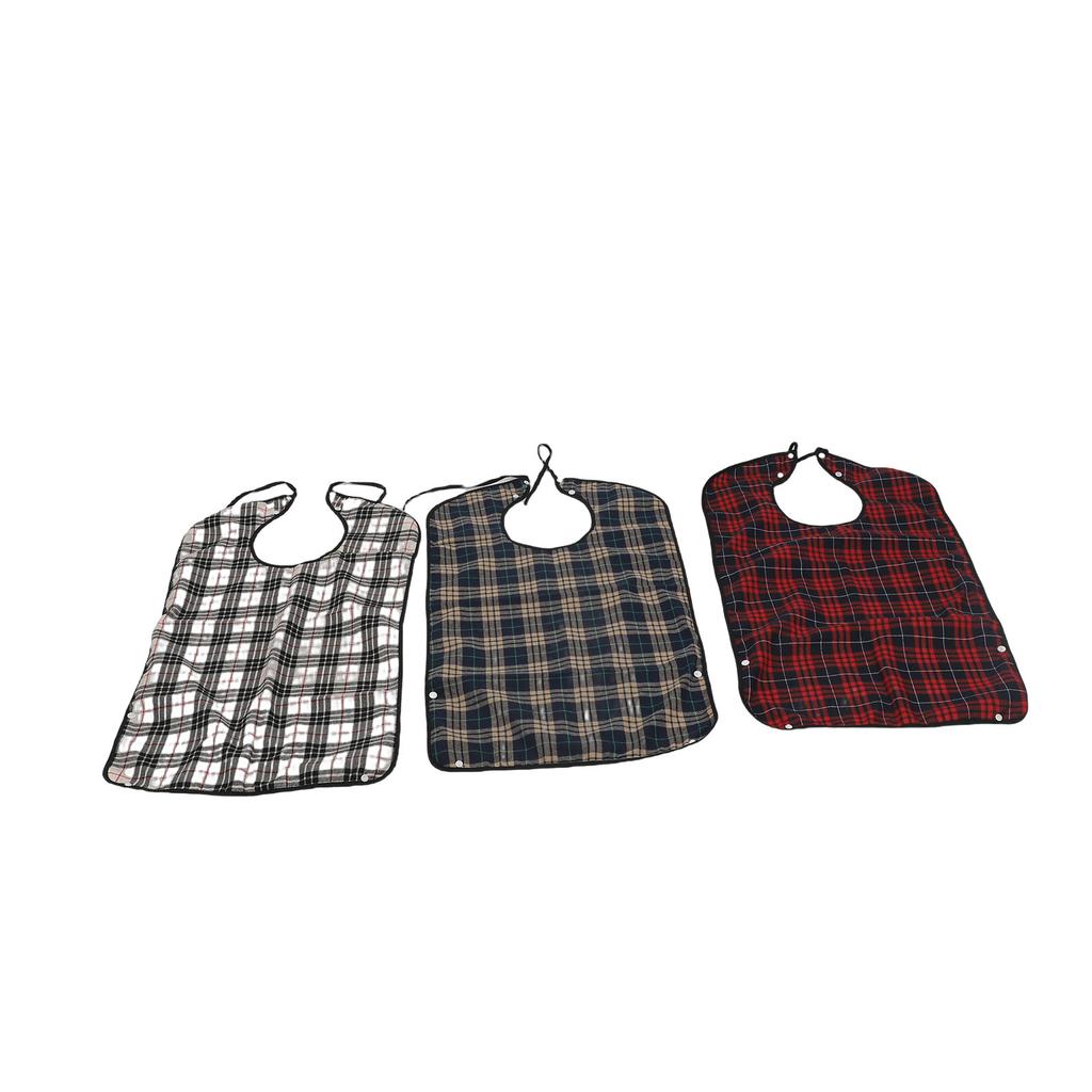 3 Pcs Adult Bib for Eating Water Proof Reusable Eating Clothing Protector with Crumb Catcher