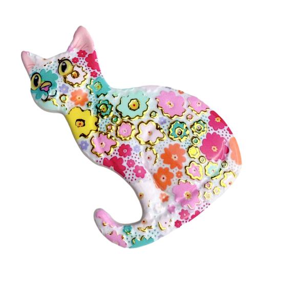 3D Sitting Cat Refrigerator Magnet Embossed Geometric Colorful Kitten Fridge Magnet Home Kitchen Cabinet Locker Whiteboard Decoration