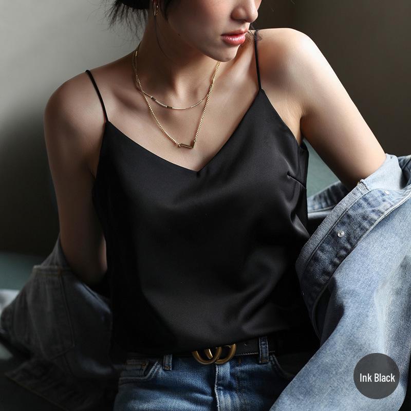 

Women s Summer Camisole with Chest Pads and Stylish Back - Available in White and Smoke Blue XXL (130-140 lbs) чёрный