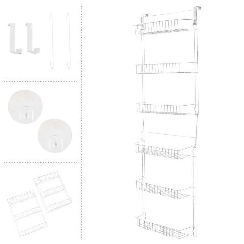 Over the Door Organizer 6-Tier Adjustable Pantry Rack Space Saving Hanging Storage Shelves Kitchen Bathroom Bedroom Laundry