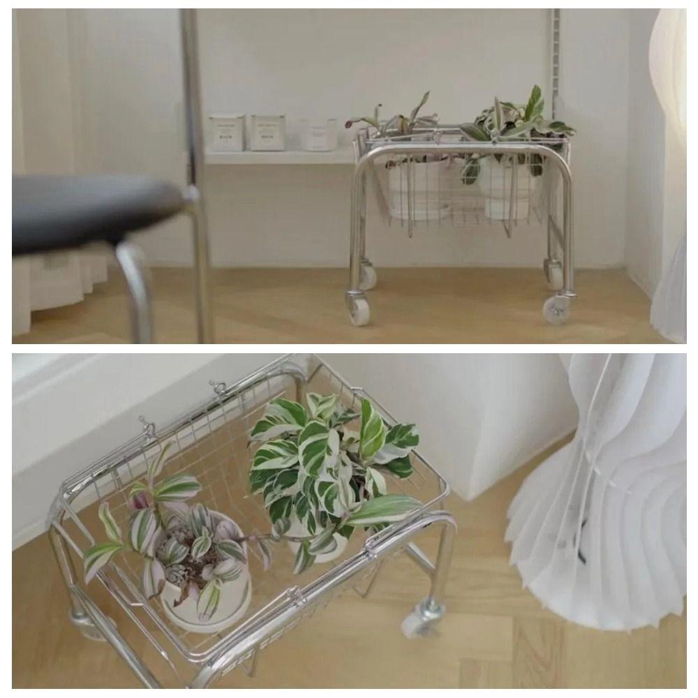 Large Capacity Mobile Trolley Storage Rack Convenient Book Shelf Home Snack Storage Basket Bedroom