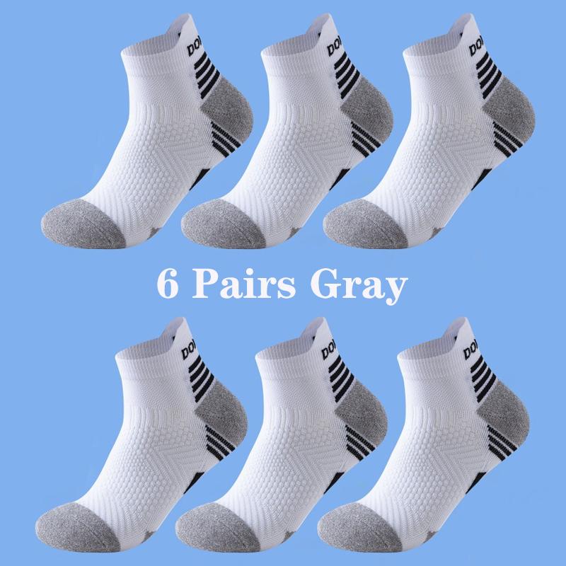 6 Pairs Marathon Running Sock Men Women Professional Sport Ankle Socks for Marathon Fitness Thickened Cushioned Tube Short Socks