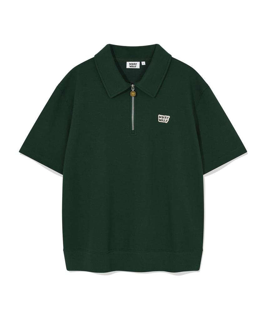WACKY WILLY Sweat Collar Short Sleeve T-Shirt Green