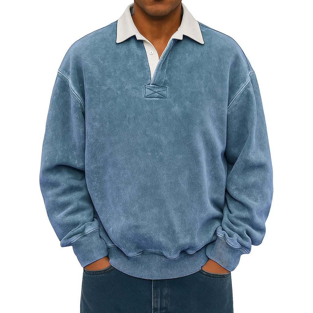 Men's  Leisure  Flip Collar  Long Sleeves  Pullover  Hoodie