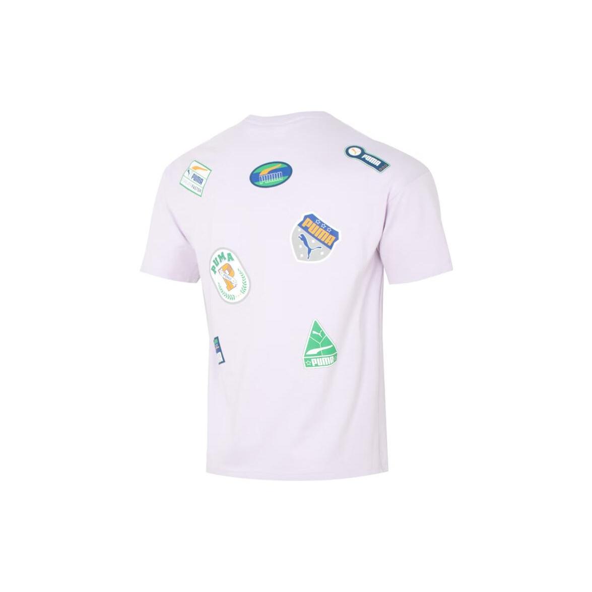 PUMA Team Badge Relaxed Short Sleeve T-Shirt  Purple  Men s 623249-17 L