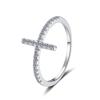 Fine Jewelry Simple S925 Sterling Silver VVs1 Full Moissanite Ring Cross Stackable Band Wedding Rings of Ladies Women
