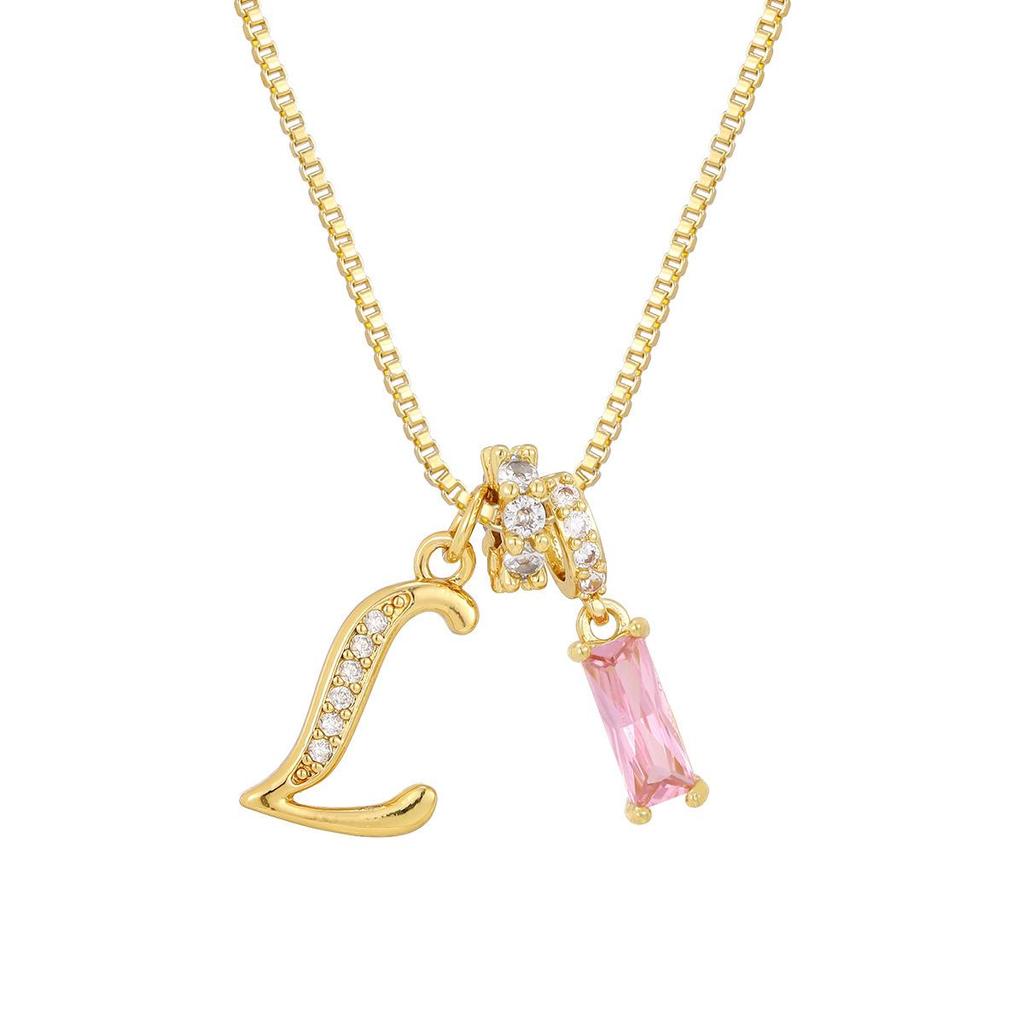 Kreuz Trend Rosa Diamant Schlüsselbein Halskette: Personalisierter 26-Buchstaben-Anhänger im Europäischen & Amerikanischen Mode-Stil