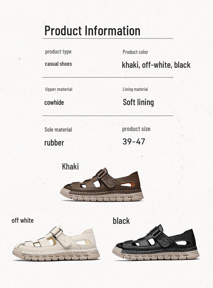 Men's Large Size Closed-Toe Summer Sandals: Outdoor, Water-Crossing, Beach, Driving, Dual-Use Sports, Hollow Design