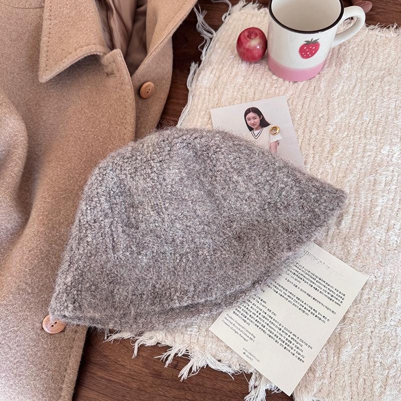 

Fisherman Hat for Women Without Makeup To Cover Face Solid Color Dome Plush Basin Hat Warm and Versatile in Autumn and Winter Showing Small Face L（58-60cm）