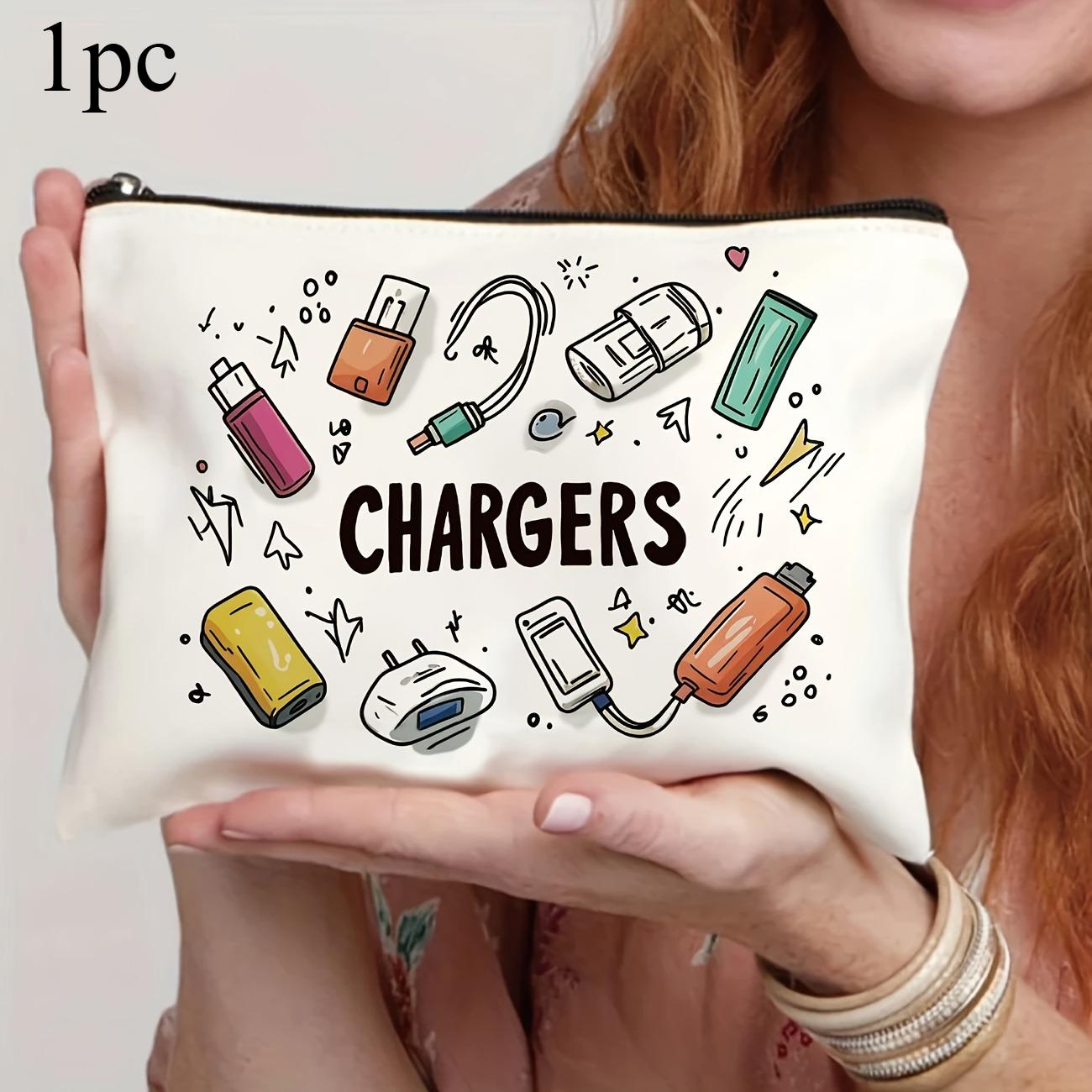 

1 шт. Холщовая косметичка-органайзер для путешествий с застежкой-молнией, легкая, складная, для зарядного устройства