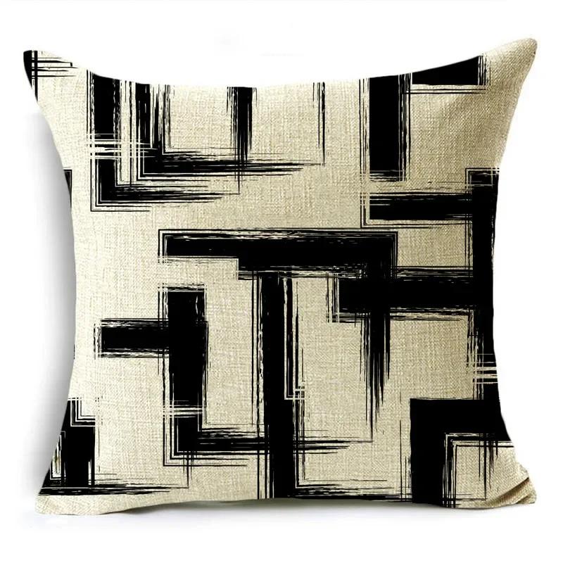 Poszewka na poduszkę Czarno-biała Prosty design Geometryczne szycie Pokrowiec na poduszkę do sofy, biura, na drzemkę 40*40cm/45*45cm/50*50cm
