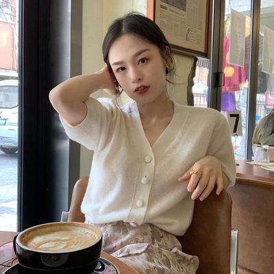 Women's Summer Knitted Cardigan - French Gentle Style, Short-Sleeved, Versatile Outerwear 2023