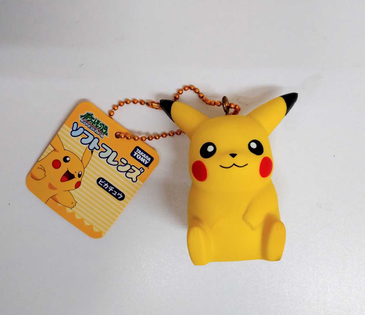 [USED]TAKARA TOMY Pokemon Soft Friends Pikachu with tag Pokemon keychain key holder doll figure Takara Tomy