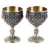 2pcs Vintage Metal Wine Cup Embossed Zinc Alloy Goblet Retro Wine Glasses Decoration for Home Restaurant Cafes Bars