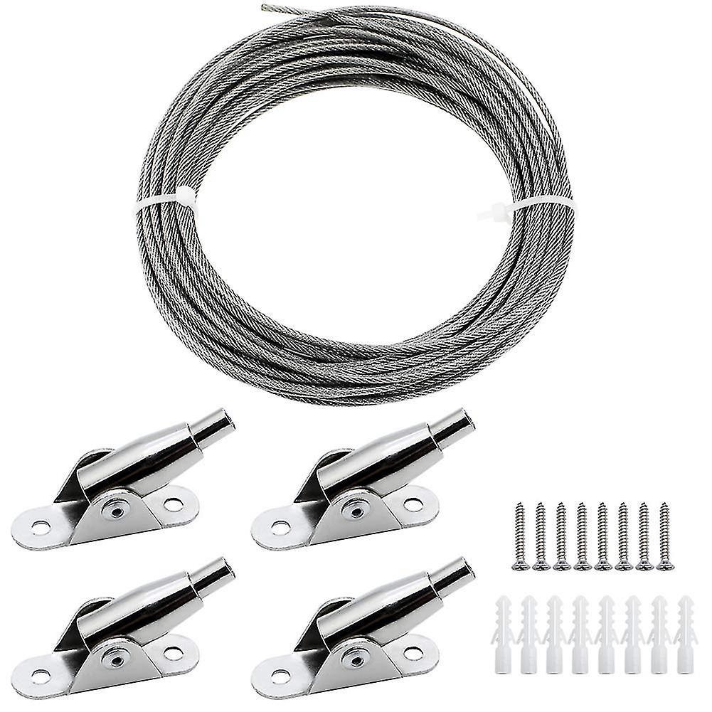 

Stainless Steel PVC Wire Rope Outdoor String Light Hanging Kit with Spring Hook Tightener
