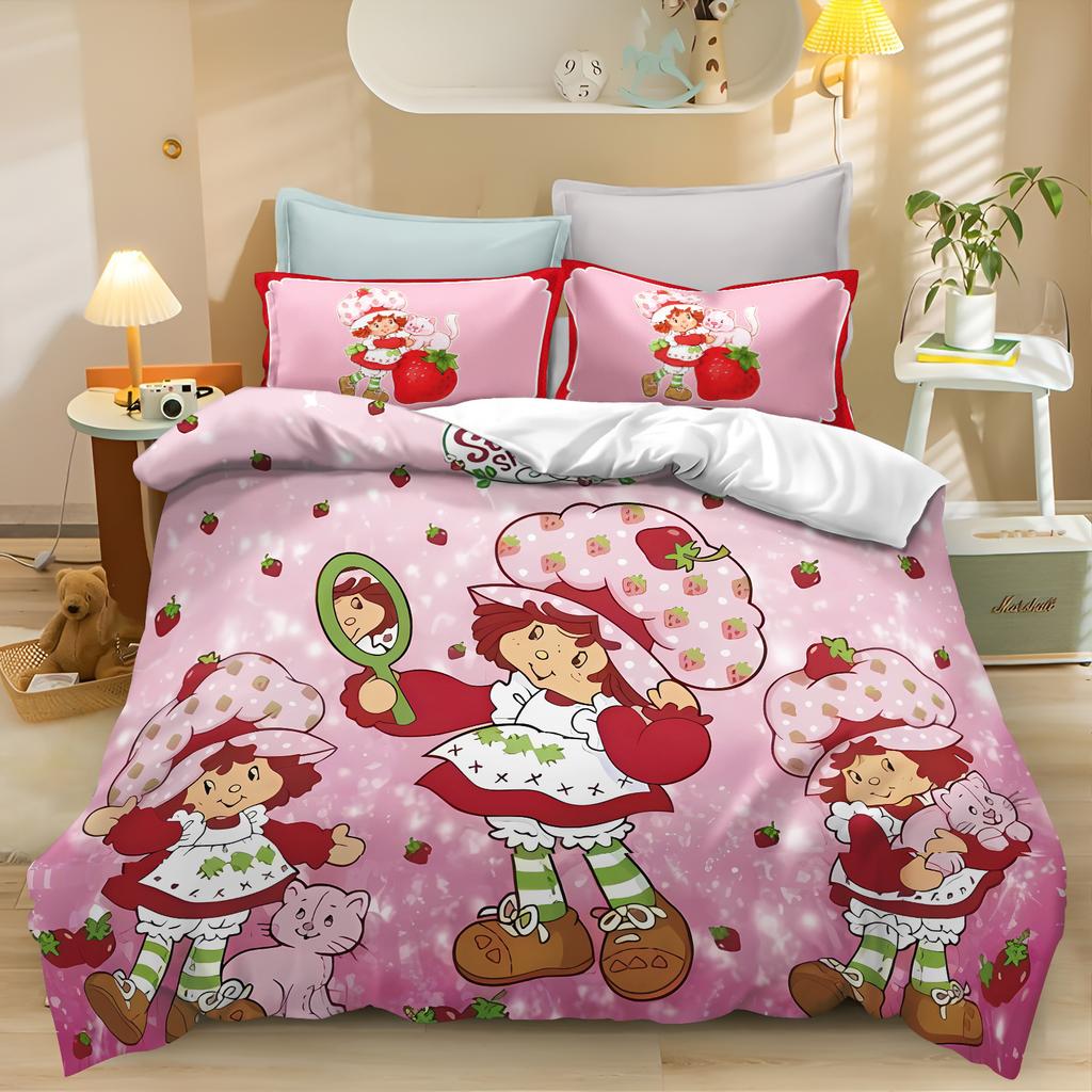 Carton Strawbery Shortcake Young Girls Comfortable Quilt Cover Skin Friendly Breathable Adorable Lovely Printed Beding Children's Bedrom Decoration