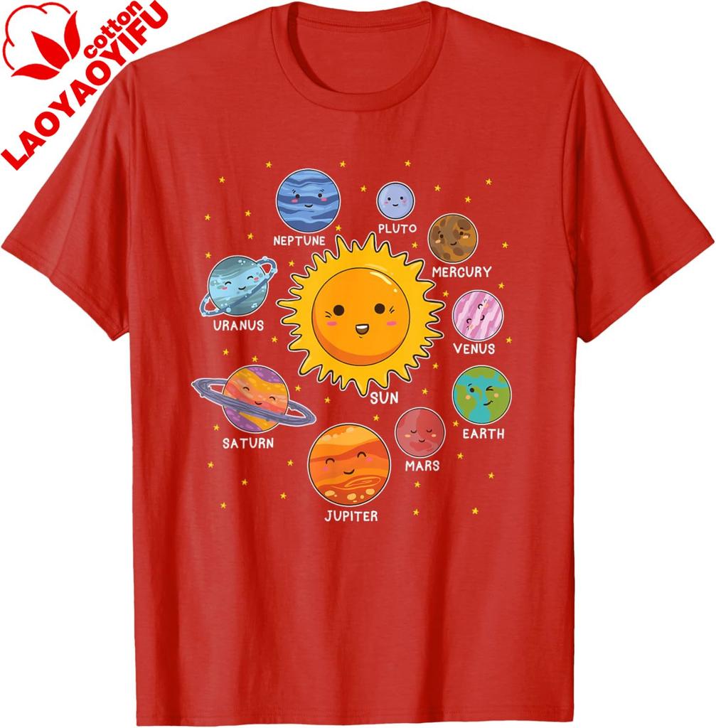 Solar System Planet Space Planets Boys Girls Toddlers TShirt Science Fiction Crewneck Short Sleeved Unisexs Printed Tee