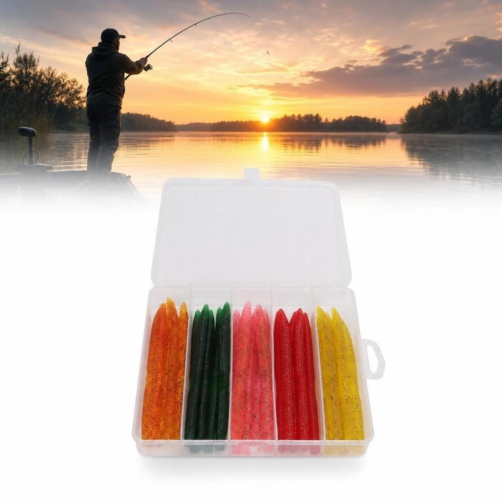with Reflective Sequins Worm Baits PVC Fishing Lures Durable Artificial Bait  For Perch Fishing