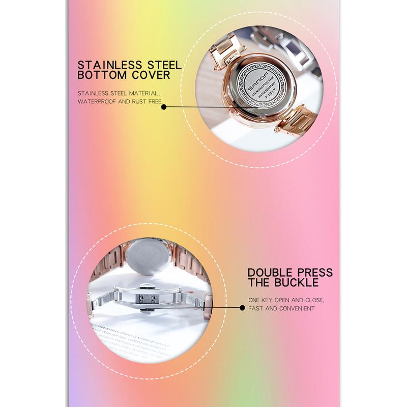 SANDA Luxus Damen Armbanduhren Mode Elegante Damenuhr Edelstahl Wasserdicht Weibliche Sternenhimmel Armbanduhr Damengeschenk