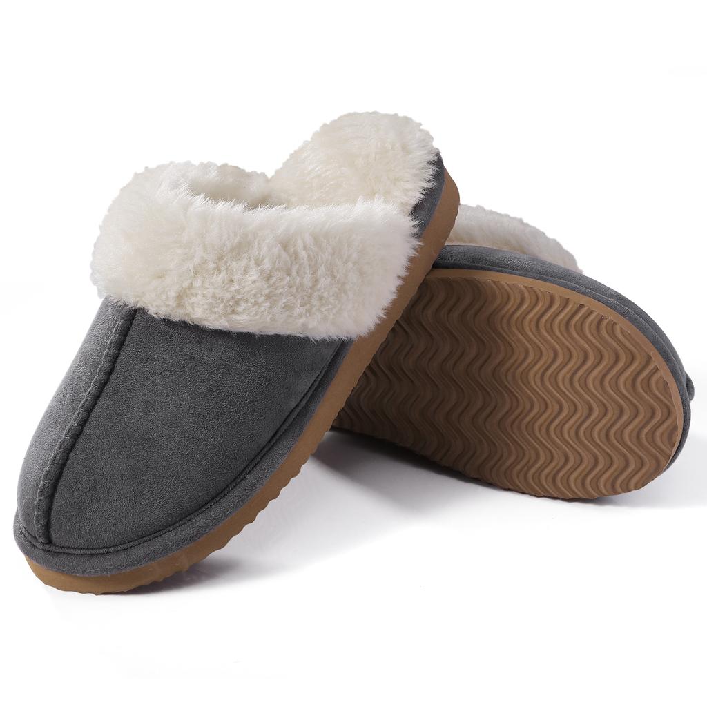 Shevalues Fashion Fuzzy Slippers Women Fluffy Fur House Slippers With Memory Foam Winter Warm Mute Bedroom Shoes Indoor Outdoor