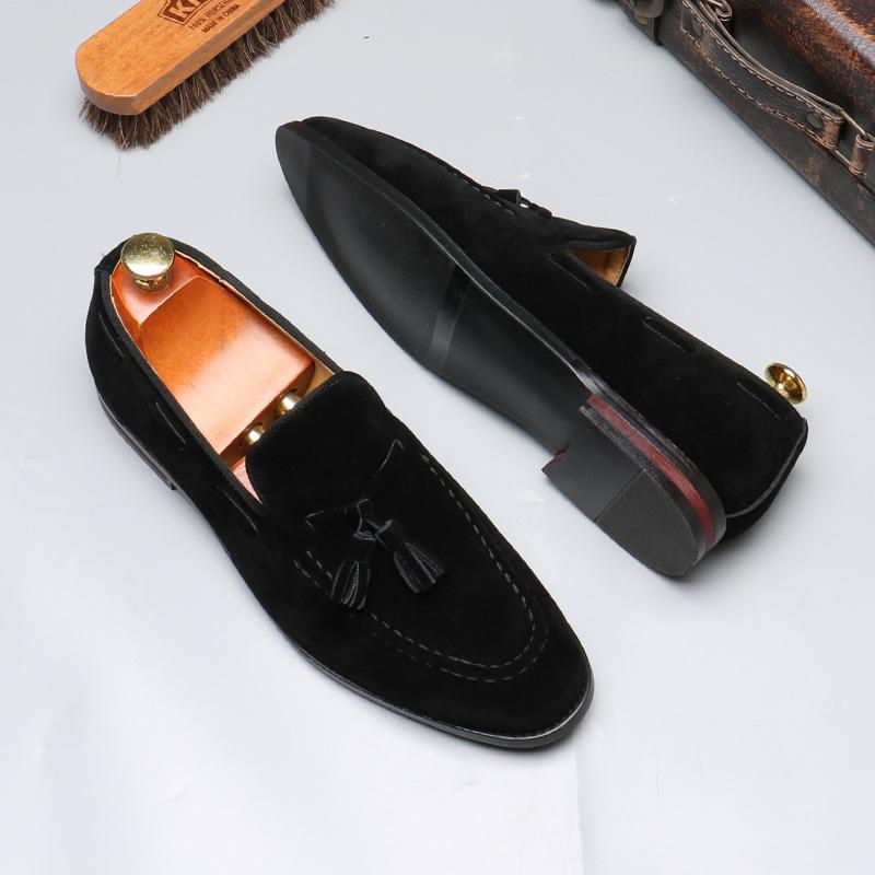 703-2 Loafers Men's Tassel Loafers Large Size Casual One-Pedal Leather Shoes