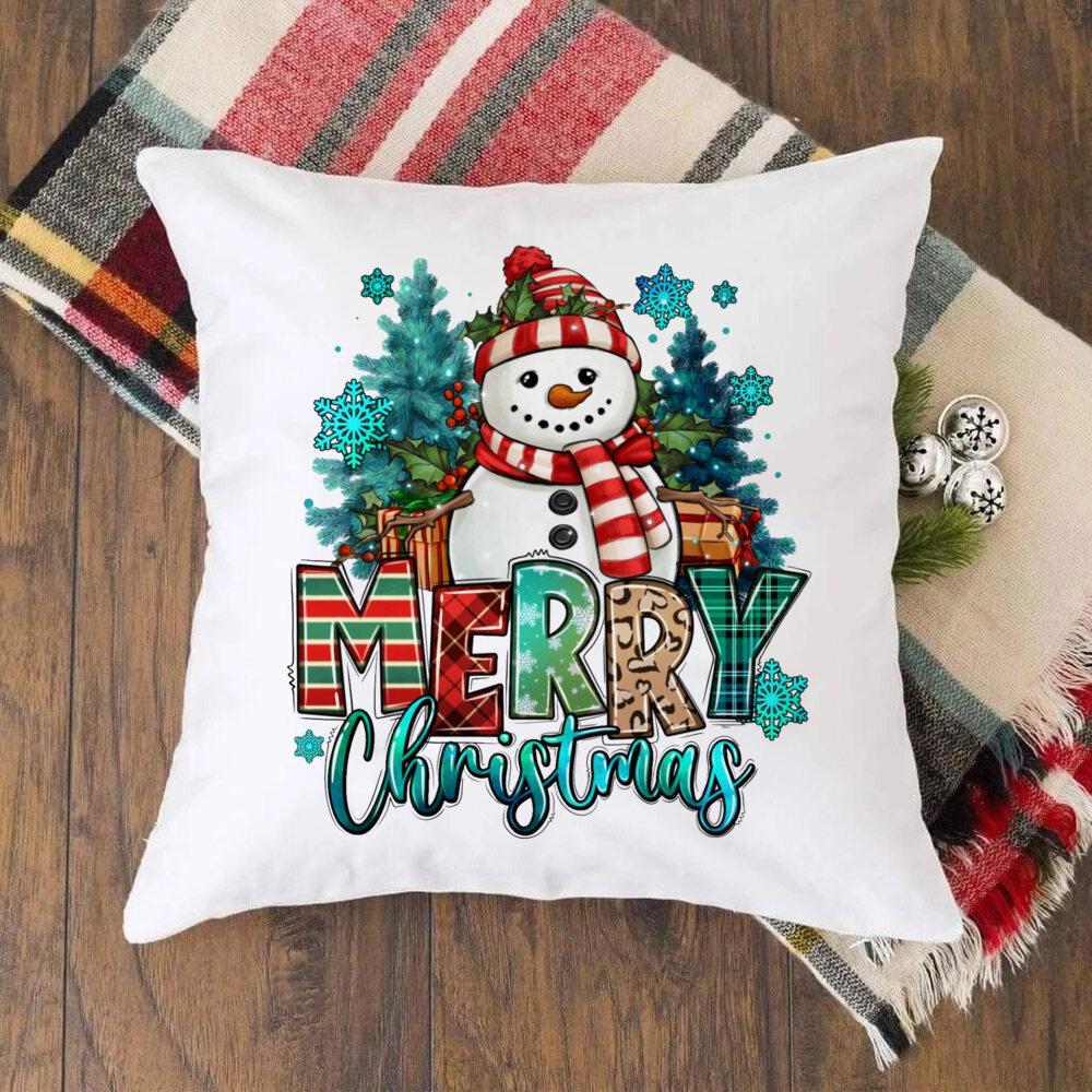 Christmas Crew Deer Print Pillow Case Winter Party Decor Home Cushion Cover Fall Holiday Pillowcase Xmas Gift for Family Friends