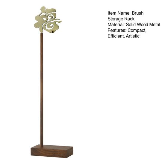 Kalligraphie Stifthalter mit chinesischem Fu-Zeichen Eleganter Holz-Metall-Pinselhalter für Schreibtisch Arbeitszimmer Büro Kunstdeko