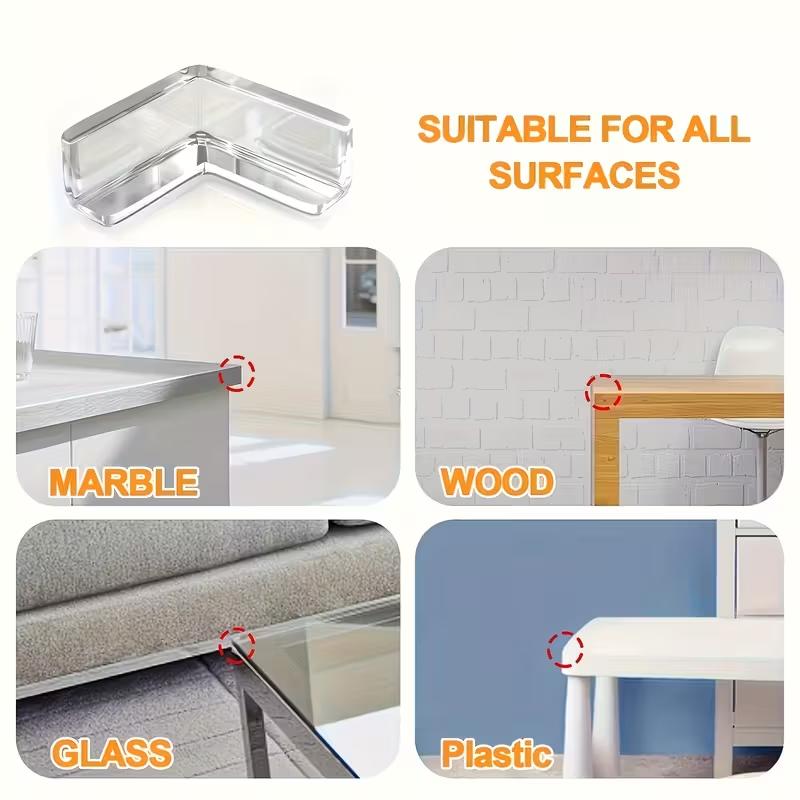 10pcs Transparent Silicone Corner Guard Safety Corner Protector Anti Collision Pad for Power Outlets and Table Edge Protection