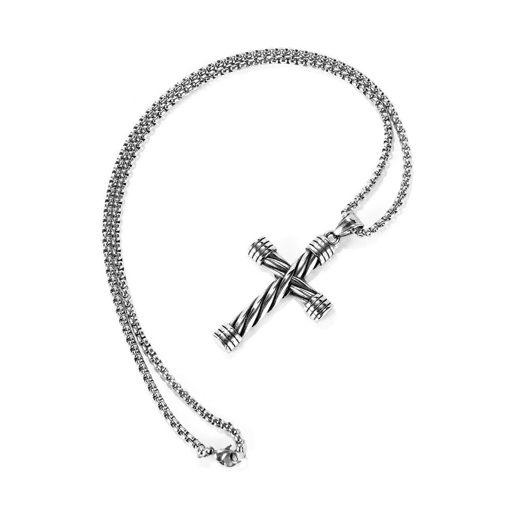 Necklace ins cold wind cross European and American personality hip hop pendant versatile temperament jewelry titanium steel pendant