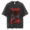 Berserk Anime Guts Charakter Vintage Gewaschenes Baumwoll-T-Shirt Retro Manga Grafik Sommer Kurzarm Locker Geschnittene Oberteile Für Männer Frauen Tägliche Freizeitkleidung