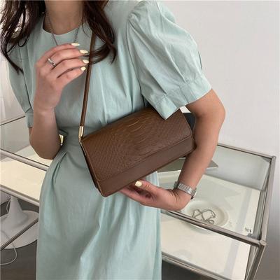 Crocodile Pattern Handbag Women's Bag New Trendy Retro Armpit Bag Personalized Niche Small Square Bag
