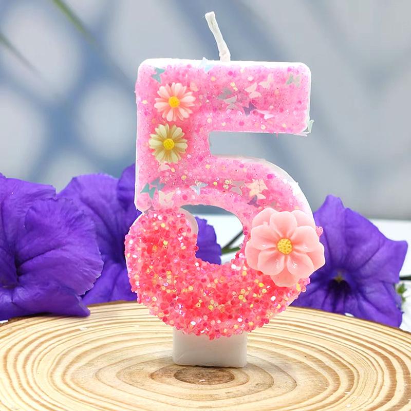 Flower Sea Digital Candle Creative Design Birthday Cake Party Decoration Handmade DIY Candle Independent Packaging