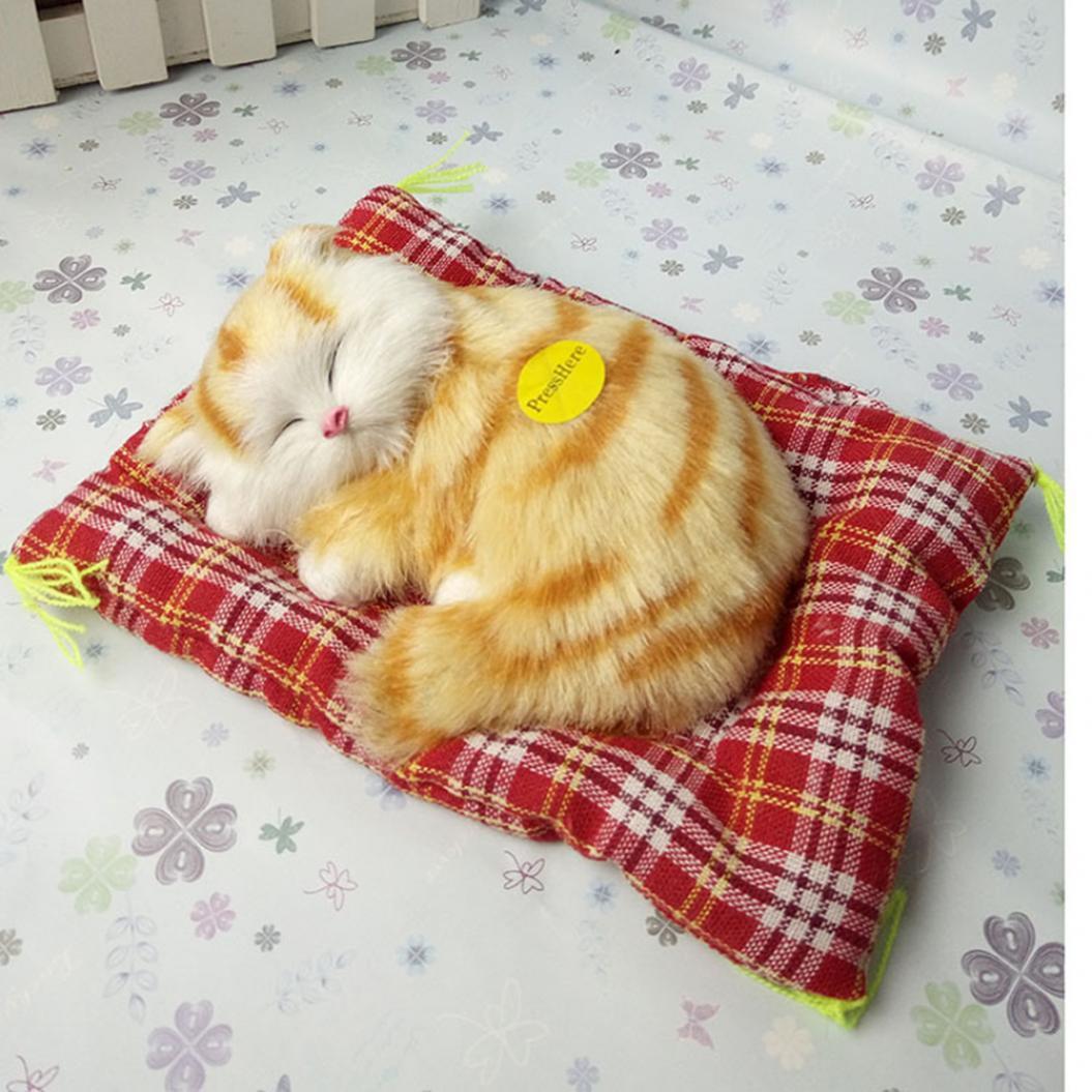 Simulation Lovely Cat Make Sounds Doll Cute Sleeping Plush Cats On Mat Stuffed Decorations Great Gift~p118181879