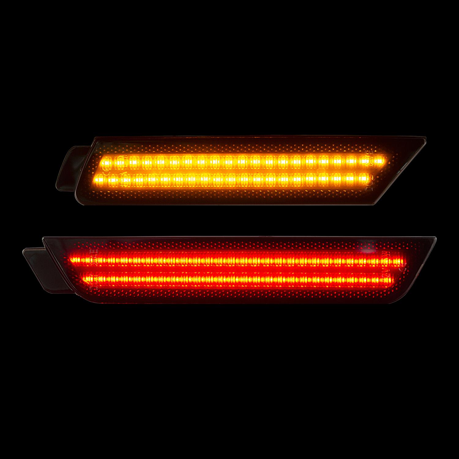 Smoked Lens Front Amber Rear Red LED Bumper Side Marker Position Light for Chevrolet Camaro 2010-2015 Smoked Lens&LED