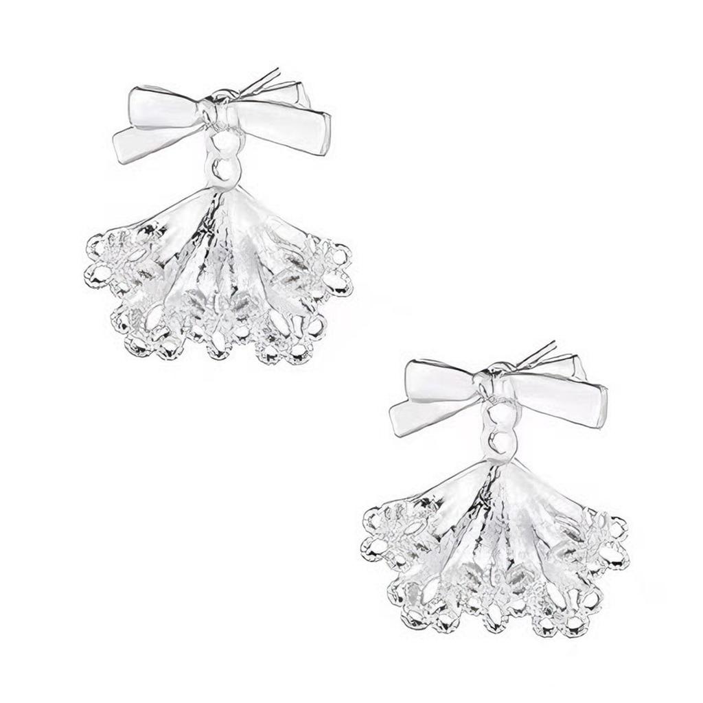 Elegant Lace Trim Bowknot Earrings for Women Handmade Everyday Casual Ear Studs Lightweight Comfortable Accessory