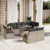 VidaXL Garden Lounge Set 9 Pcs with Light Grey Cushions Wicker 3268042