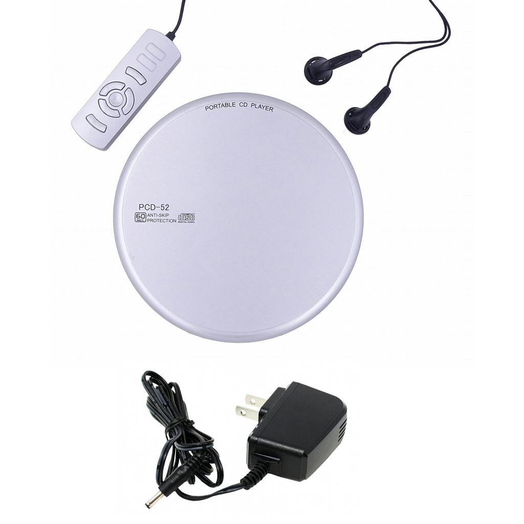 WINTECH nešiojamas CD grotuvas S specialus paketas su kintamosios srovės adapteriu Silver PCD-52AD