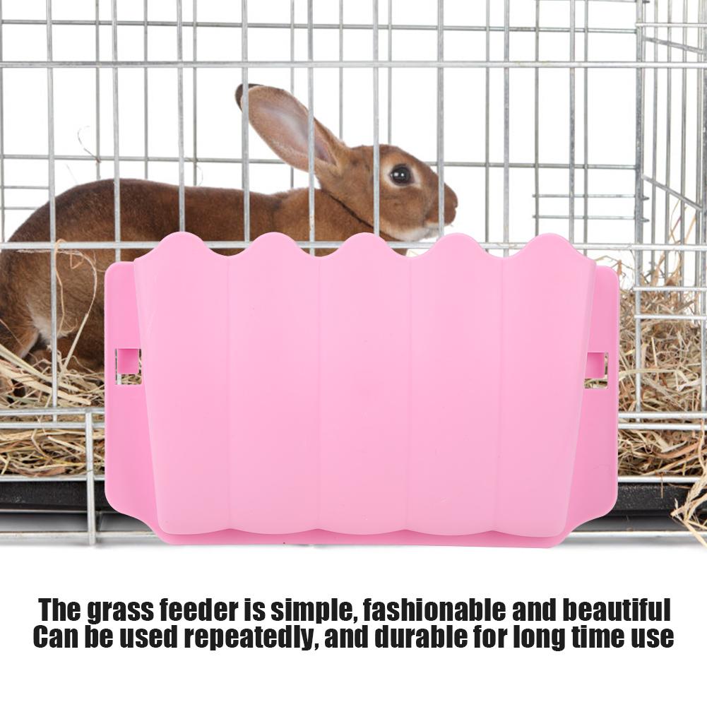 Simple Plastic Grass Feeder Pet Hay Bowl Dish Rack Holder Rabbit Rat(Pink)
