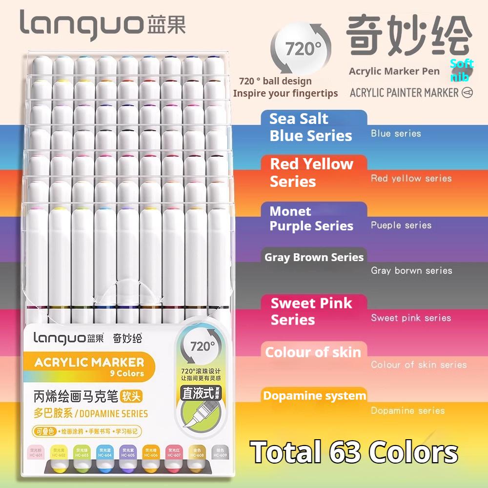 LANGUO 18-81 Mix Colors Acrylic Markers Set Kids Gift Art Rock Painting Pens Graffiti Drawing Marker Pen DIY School Art Supplies