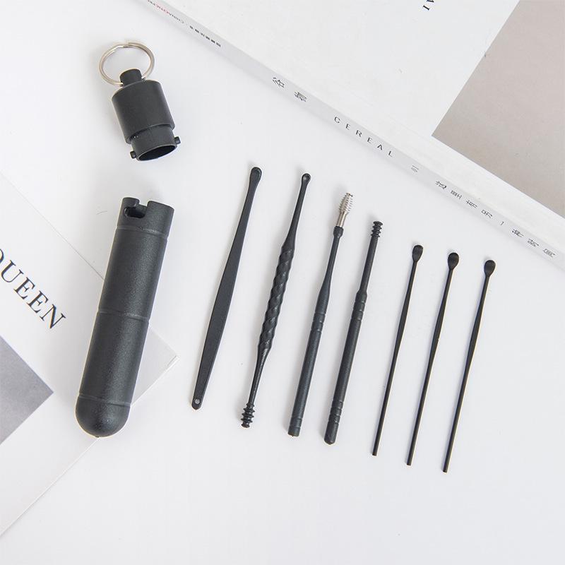 6-Piece Portable Ear Pick Tool Set with Keychain for Adults