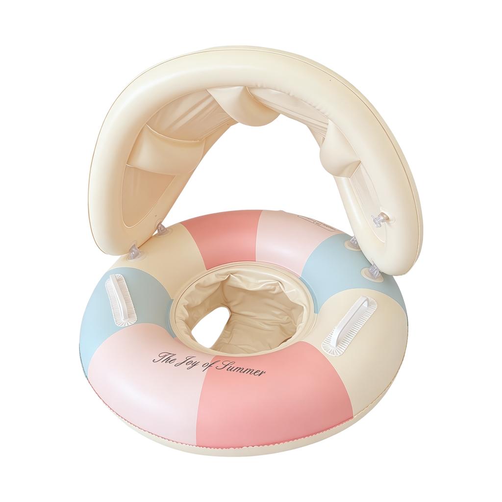 Bouée de Natation Gonflable pour Bébé avec Auvent Amovible & Poignées Flotteur Mignon pour Piscine Bébé Réutilisable pour Extérieur & Jardin Arrière & Jardin & Piscine
