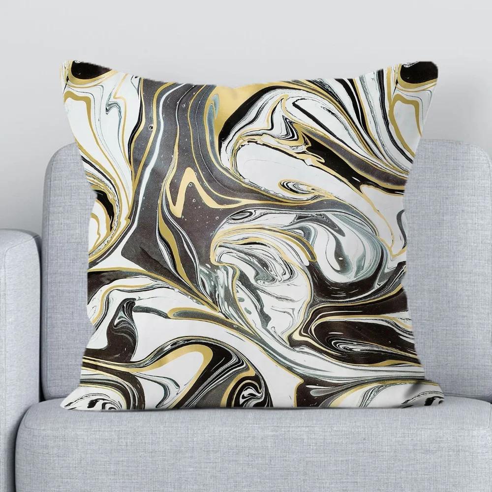 Chair Cushion Cover X Black Golden Marble Pillowcase  Short Plush Pillow Cases for Bed Lounge Chairs Fall Decor Sofa