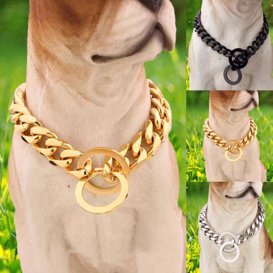 Collar Non-scalable Anti-Chew Stainless Steel Dog Chain Collar for Sports