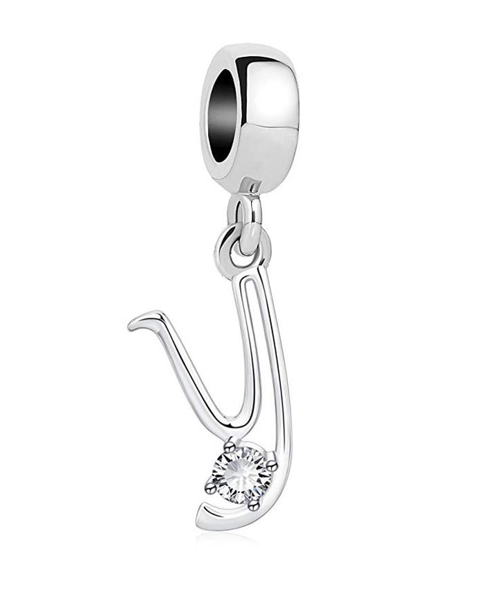 26 A-Z Alphabetperlen Kupfer Liebesbrief-Anhänger Passend für Original Armreif-Charms-Armband Zirkonia-Perle Schmuck