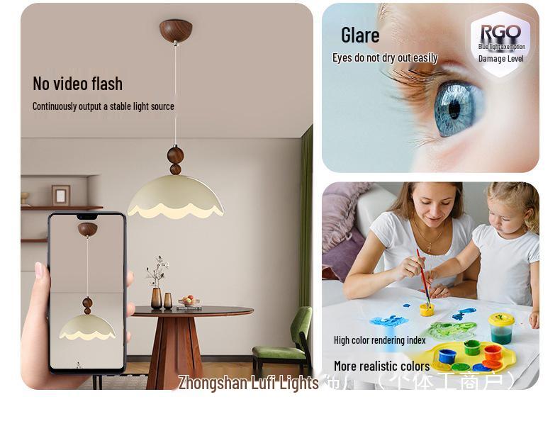 French Cream Retro Eggshell Pendant Light for Bedroom & Dining Room