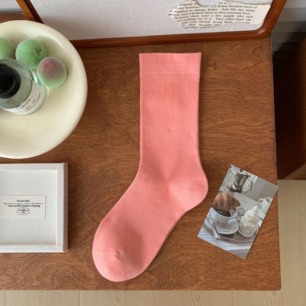 1/5/10 párů dámských ponožek střední délky jednobarevných ležérních bavlněných ponožek