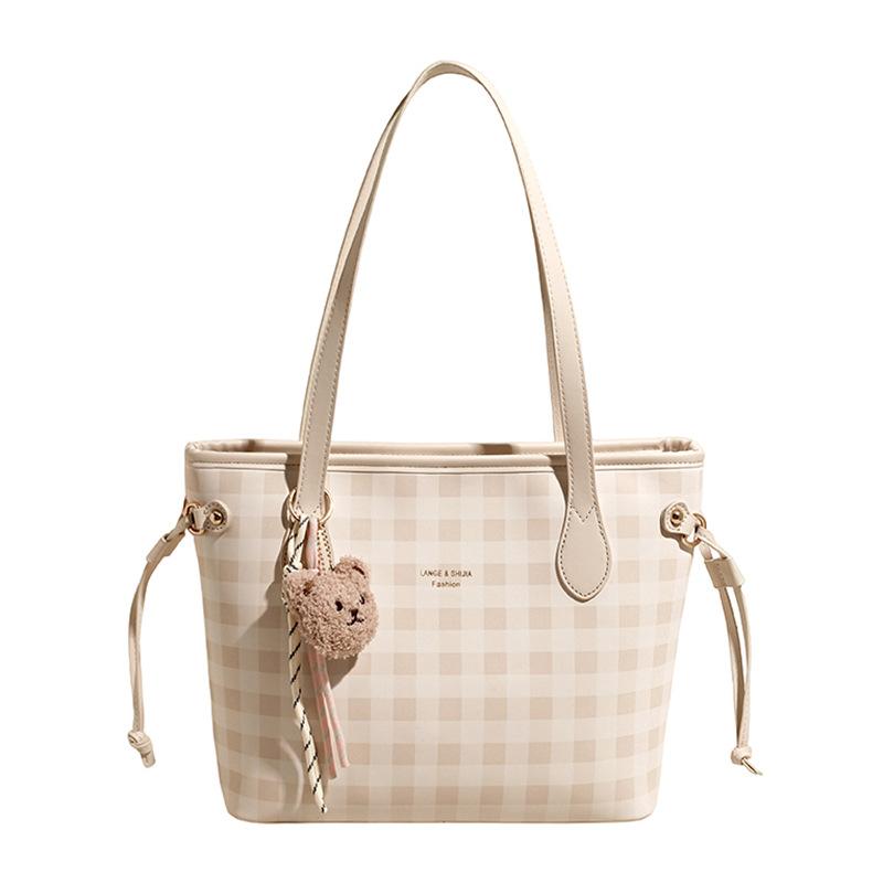 

Striped Large Capacity Shoulder Bag Fashiable and Versatile Tote Bag New Simple Handle Bag Large(Max Length>50cm) грязно-белый