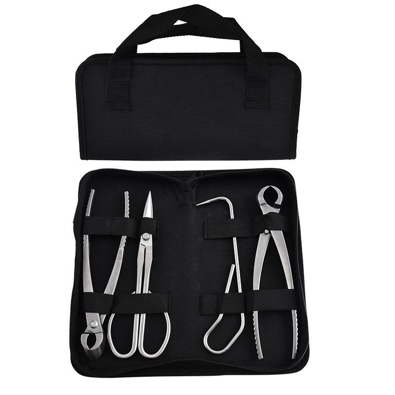 Portable Stainless Steel Gardening Tool Set with Pliers, Diagonal Cutters, Bud Shears, and Oxford Cloth Bag